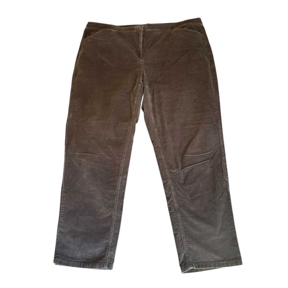 J Jill Brown Corduroy Pants Slacks Pockets Buttons Slim Leg Womens Size 20